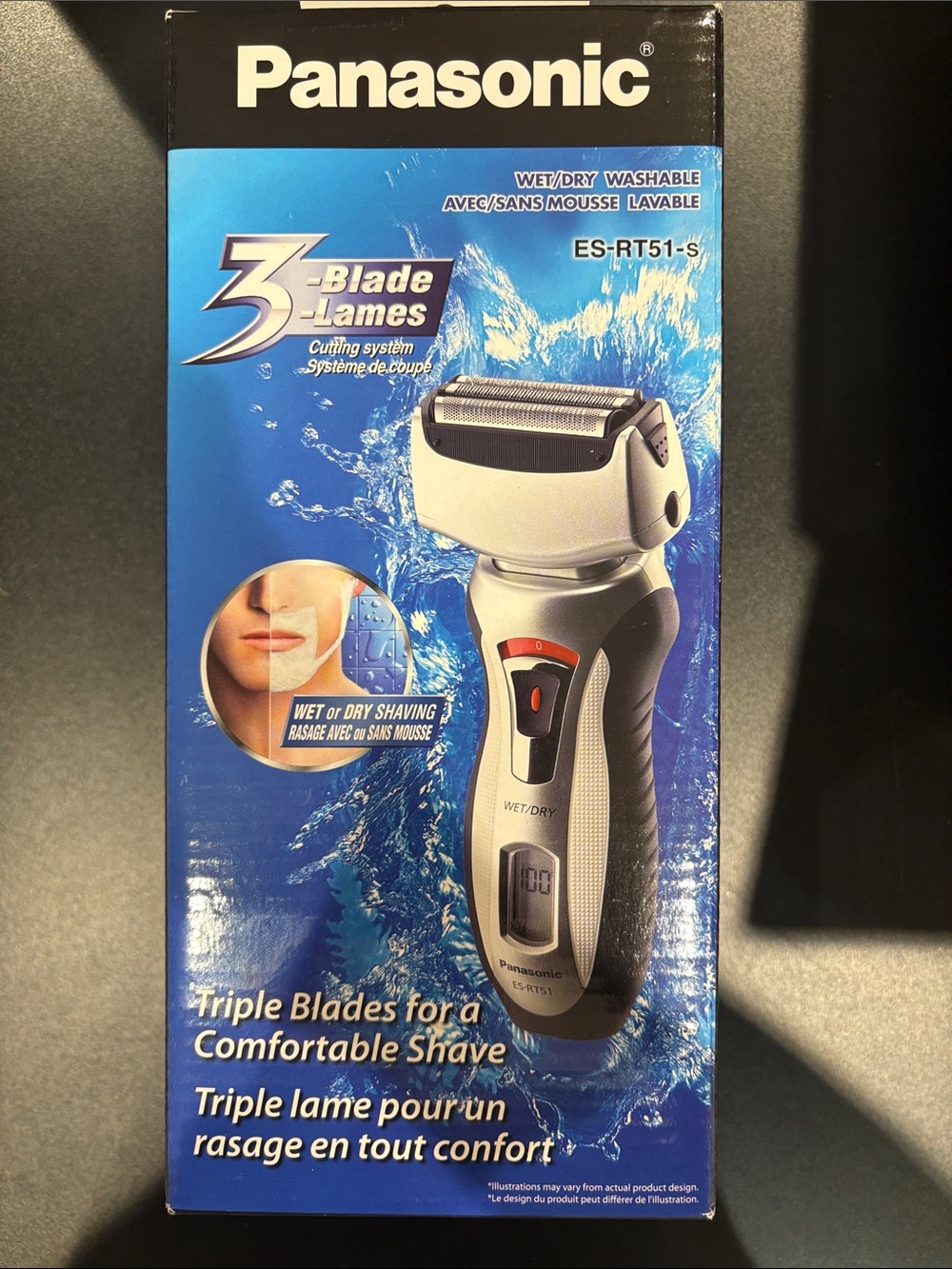 BNIB - Panasonic ES-RT51-S 3-Blade Wet/Dry Electric Shaver - Silver/Black